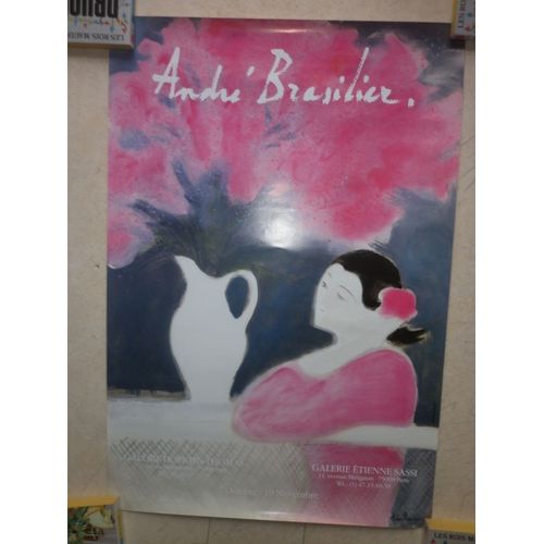 Affiche André Brasilier. "Femme Pensive". Galerie Hopkins-Thomas. Etienne Rassi.