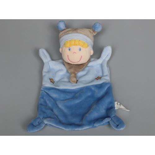 Doudou Lutin Plat Bleu Gris Étoiles Nicotoy