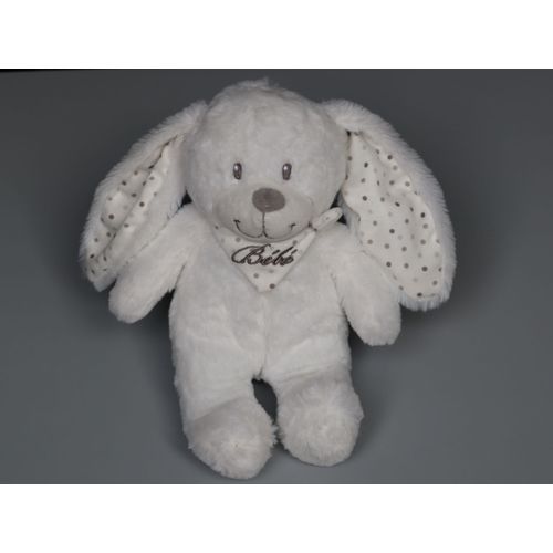 Doudou lapin blanc gris Bébé Pommette