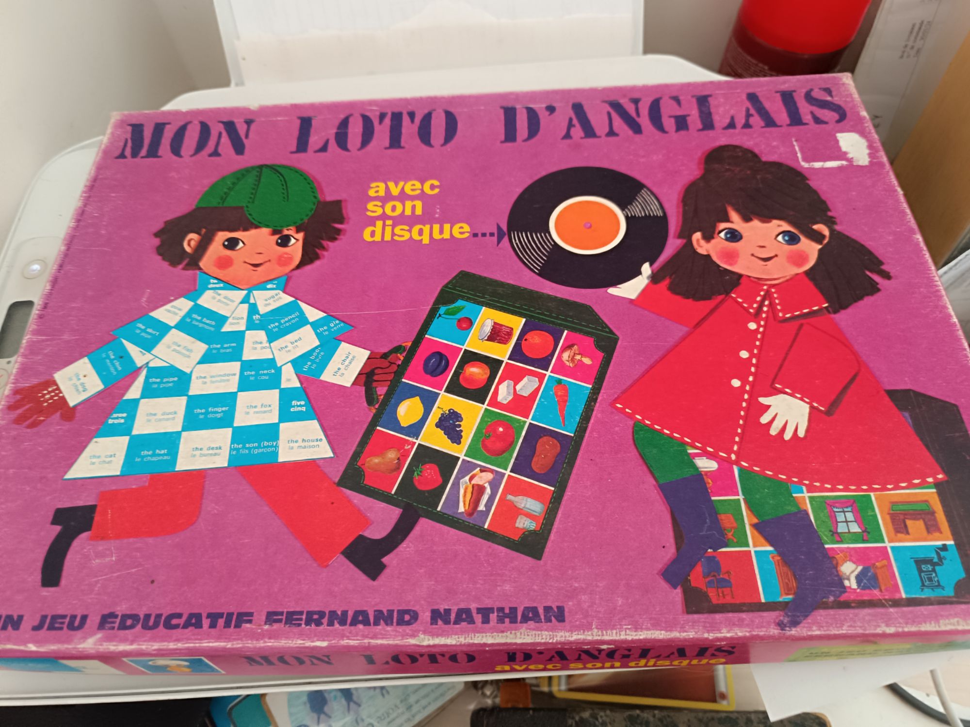 Jeu Ancien Mon Loto D' Anglais Avec Son Disque.