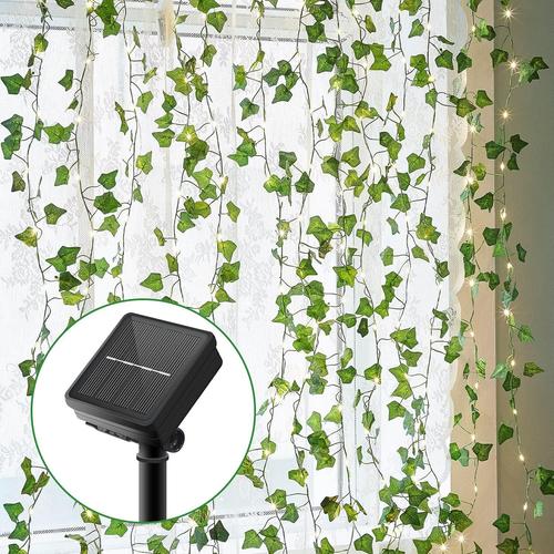 Guirlande Solaire Exterieur, Guirlande Lumineuse Artificielle Lierre 100led 10m/32ft 8 Modes Guirlande Lumineuse Exterieure Solaire Pour Jardin Balcon Patio Mariage Fête Noel Décoration