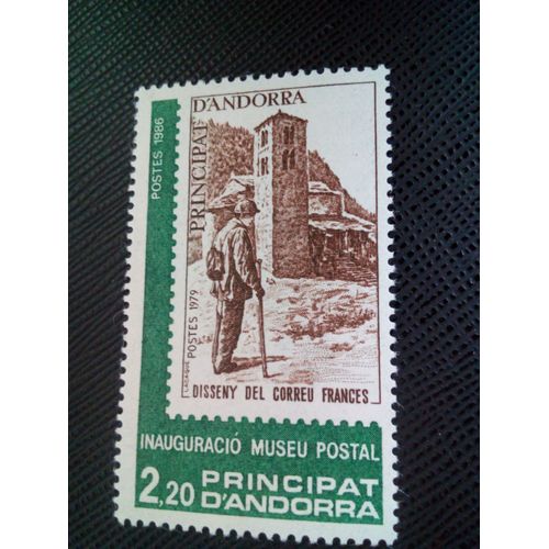 Timbre Andorre Yt 345 Facteur Français Devant Sainte Jeanne De Caselles 1986 ( 270105 )