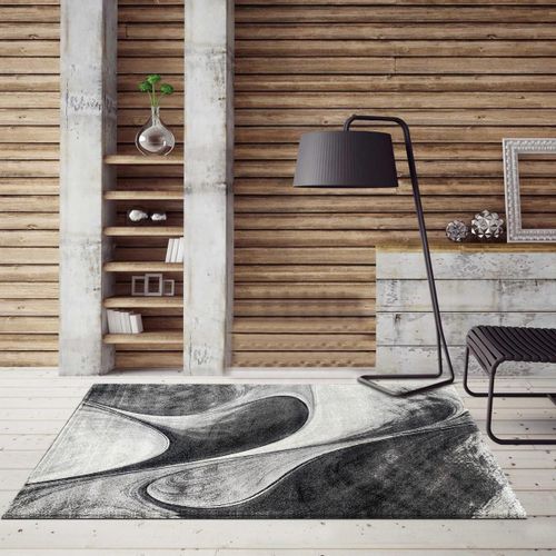 Tapis Salle À Manger 280x380 Tissé Gris Rectangle Motif Géométrique Lyn8 Madila