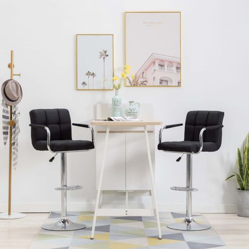 Vidaxl Chaises De Bar Lot De 2 Noir Tissu