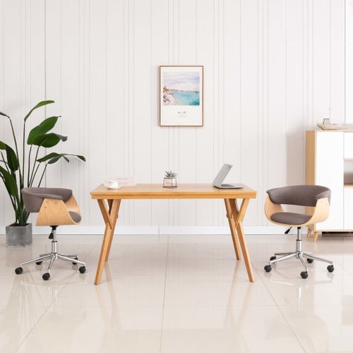 Vidaxl Chaise Pivotante De Bureau Taupe Bois Courbé Et Tissu