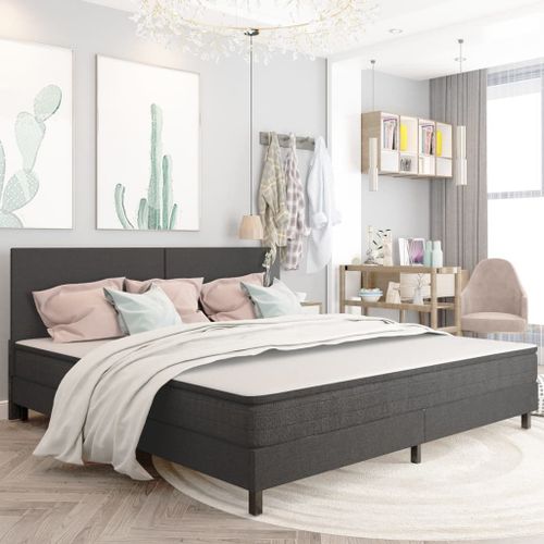 Vidaxl Sommier À Lattes De Lit Gris Foncé Tissu 200x200 Cm