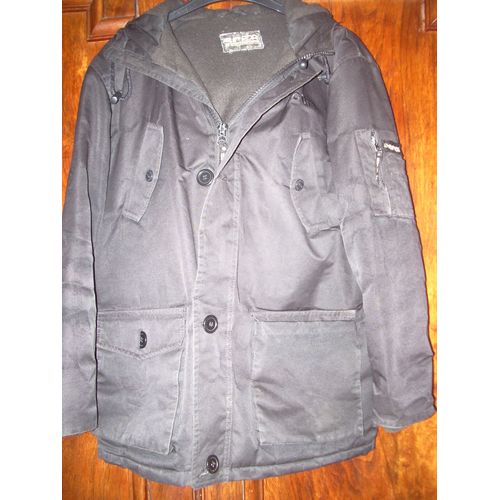 Parka Noire À Capuche Bords Fourrure 14 Ans