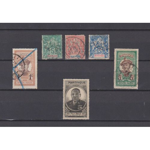 6 Timbres Martinique Obliteres & Neuf Sans Gomme De 1892 À 1945 Cote : 14,10 