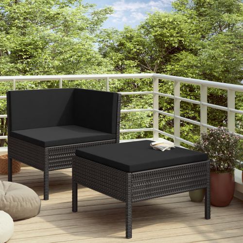 Vidaxl Salon De Jardin 2 Pcs Avec Coussins Résine Tressée Noir