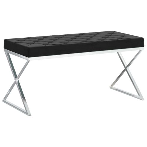 Vidaxl Banc 97 Cm Noir Velours Et Acier Inoxydable