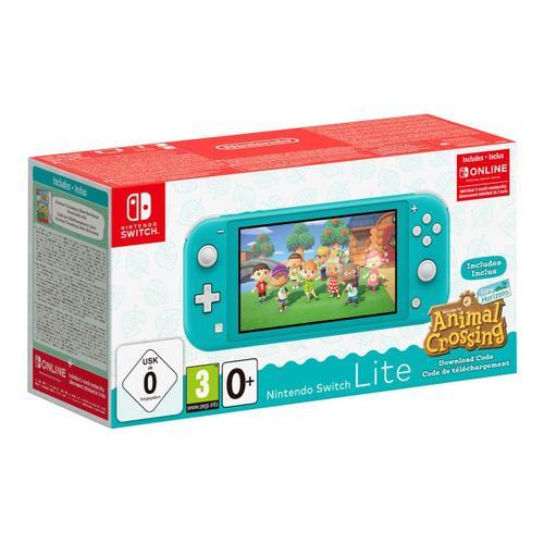 Console Nintendo Switch Lite Turquoise + Animal Crossing En Téléchargement