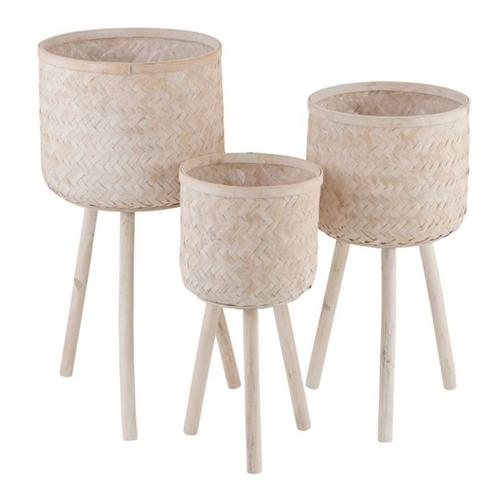 Paris Prix - Lot De 3 Cache-Pots Design "Cuye" 76cm Naturel