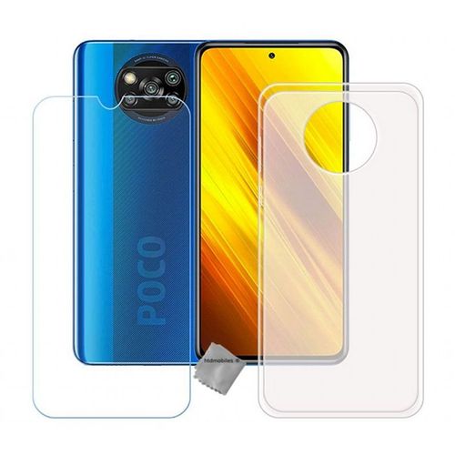 Housse Etui Coque Pochette Silicone Gel Fine Pour Xiaomi Poco X3 Nfc + Film Ecran - Blanc Transparent