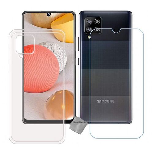 Housse Etui Coque Pochette Silicone Gel Fine Pour Samsung Galaxy A42 5g + Film Ecran - Blanc Transparent