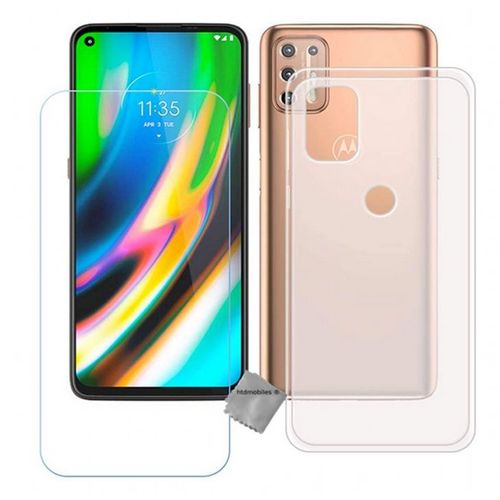 Housse Etui Coque Pochette Silicone Gel Fine Pour Motorola Moto E7 Plus + Verre Trempe - Blanc Transparent