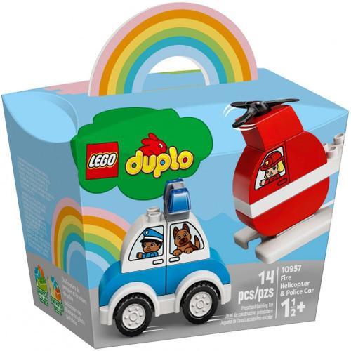 Lego Duplo - L'hélicoptère Des Pompiers Et La Voiture De Police - 10957