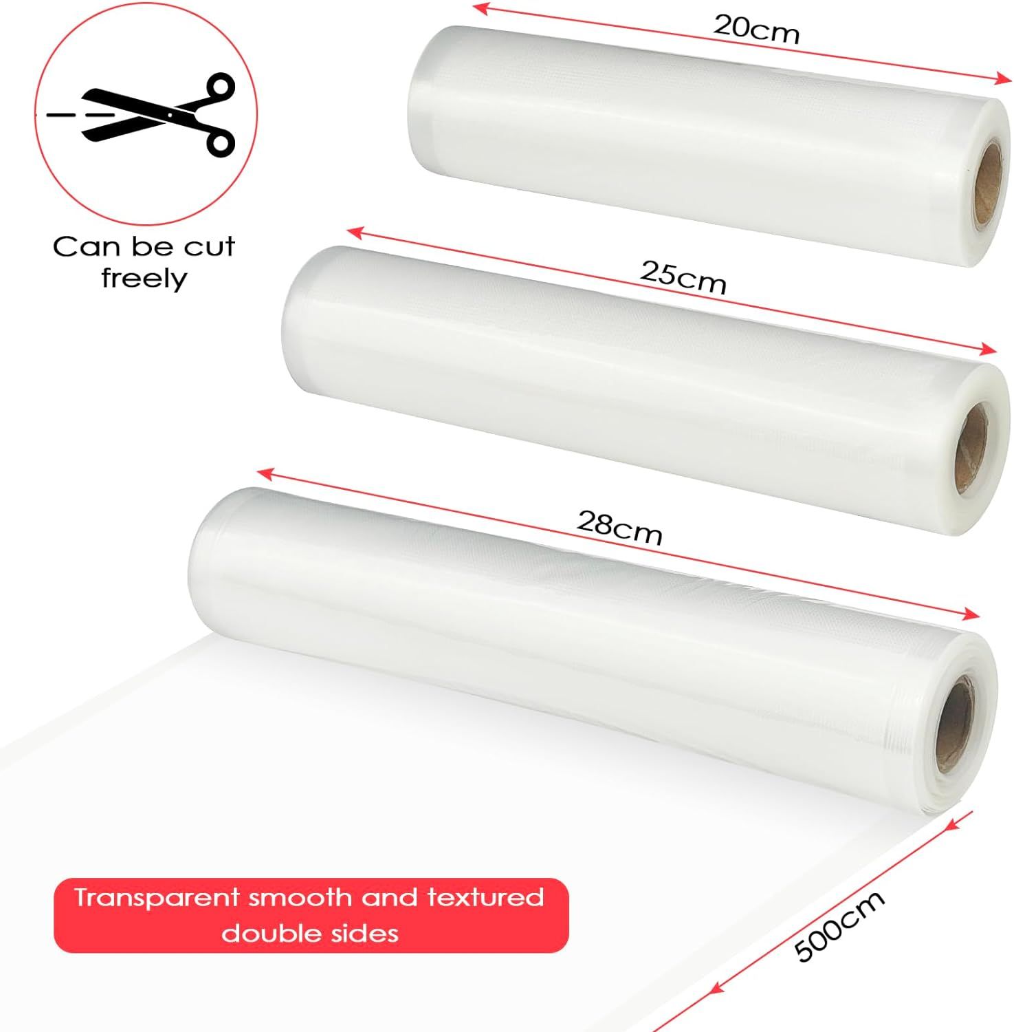 3 Rouleaux Sac Sous Vide Alimentaire, 20/25/28 X 500 Cm Roul... - 2
