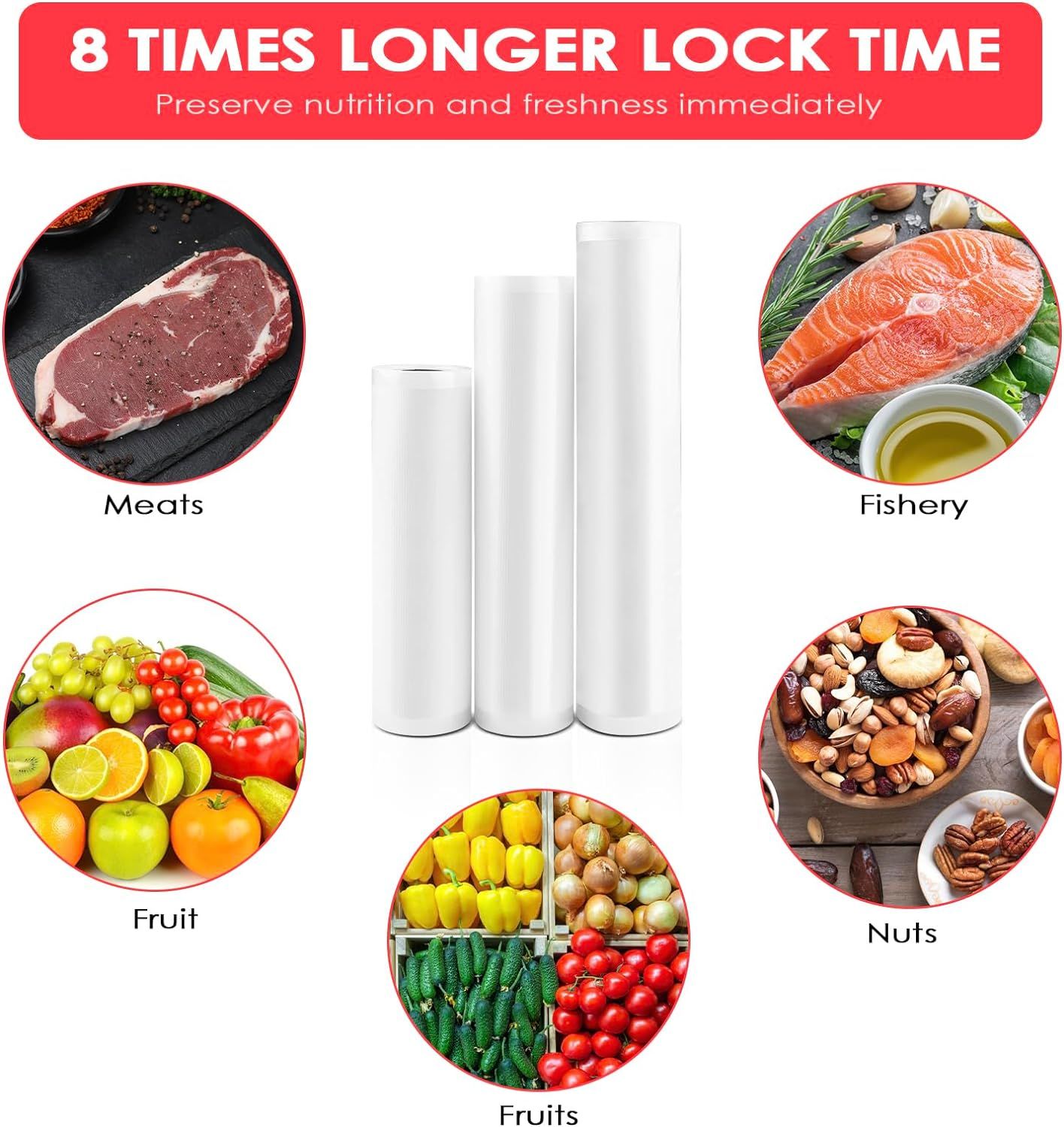 3 Rouleaux Sac Sous Vide Alimentaire, 20/25/28 X 500 Cm Roul... - 4