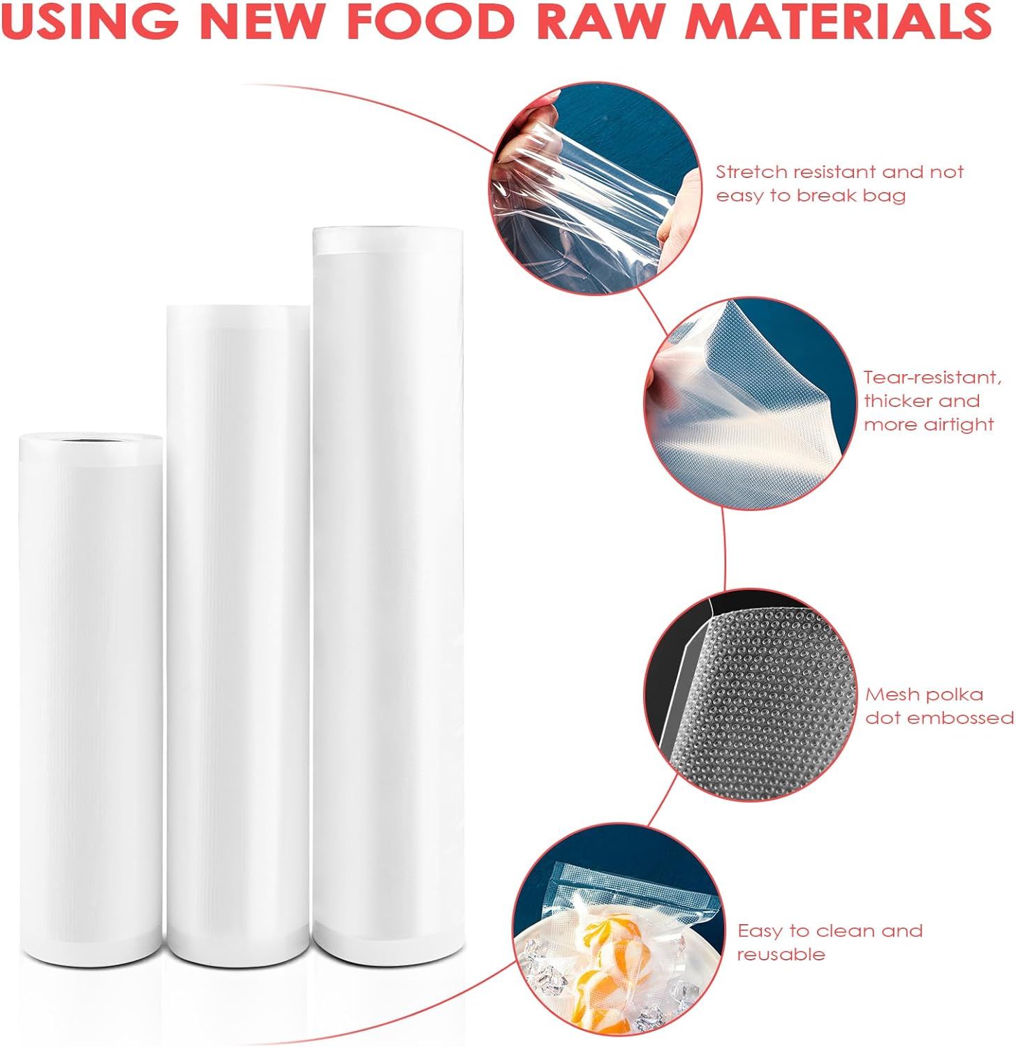 3 Rouleaux Sac Sous Vide Alimentaire, 20/25/28 X 500 Cm Roul... - 6