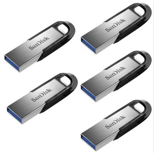 5pcs SanDisk Ultra Flair 128 Go Clé USB 3.0 dotée d'un corps épuré en métal 150 Mo/s - Noire