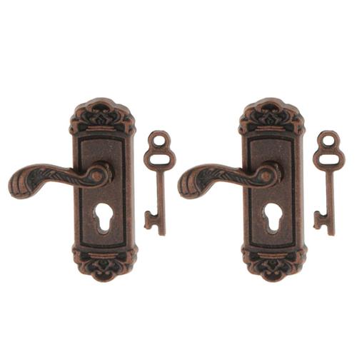 2 pièces 1/12 dollhouse miniature vintage serrures de porte clés 