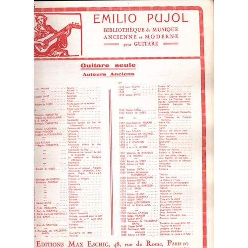 Pujol,Guitare Seule,Auteurs Anciens,N°1204, 3 Morceaux Espagnols