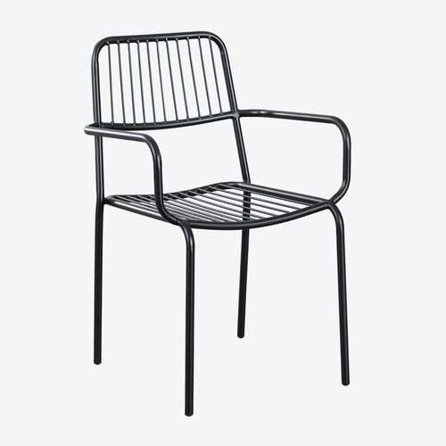 Pack De 2 Chaises De Salle À Manger Empilables Avec Accoudoirs Elton Noir De Carbone