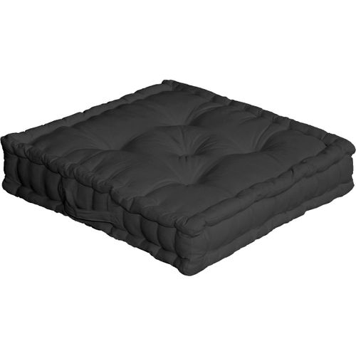 Coussin De Sol Garni - 50 X 50 Cm - 100 % Coton - Noir Noir