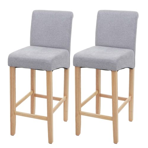 2x Tabouret De Bar Hwc-C33, Tabouret De Comptoir, Bois   Gris Clair, Pieds Clairs, Tissu/Textile