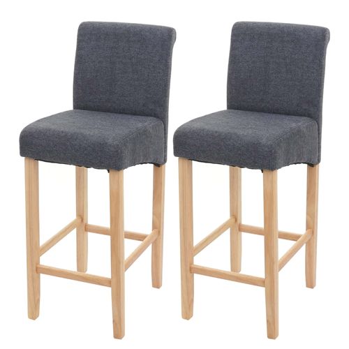 2x Tabouret De Bar Hwc-C33, Tabouret De Comptoir, Bois   Gris Foncé, Pieds Clairs, Tissu/Textile