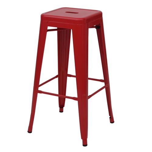 Tabouret De Bar Hwc-A73, Pour Comptoir, Métal, Style Industriel, Empilable   Rouge