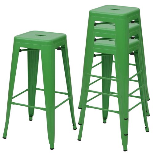 4x Tabouret De Bar Hwc-A73, Pour Comptoir, Métal, Style Industriel, Empilable   Vert