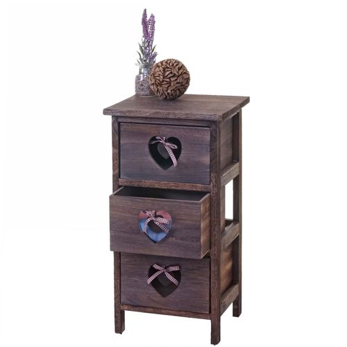 Commode Forli, Commode À 3 Tiroirs, Armoire, Style Shabby, Vintage 55x29x25cm   Marron