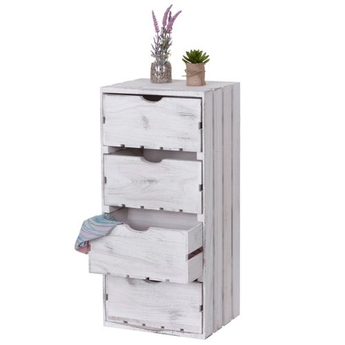 Commode Hwc-C62, 4 Tiroirs, 70x32x26cm   Blanc Shabby