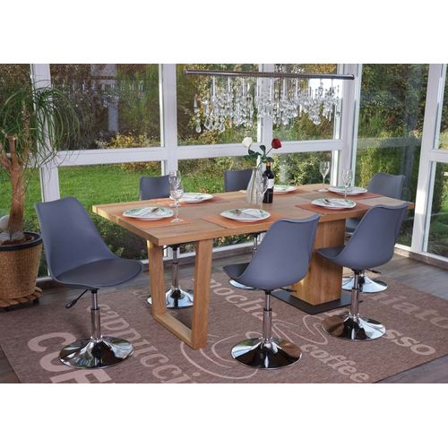 6x Chaise Pivontante Malmö T501, Hauteur Réglable, Cuir Synthétique   Gris Foncé