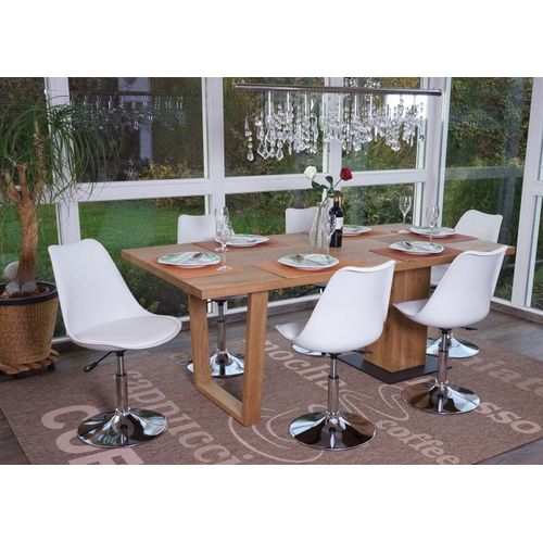 6x Chaise Pivotante Malmö T501, Réglable En Hauteur, Cuir Synthétique   Blanc
