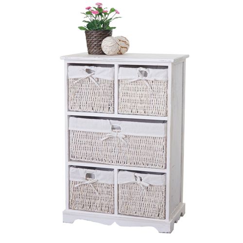 Commode Dundee, Armoire À Tiroirs, Style Shabby, Vintage 90x60x30cm   Blanc