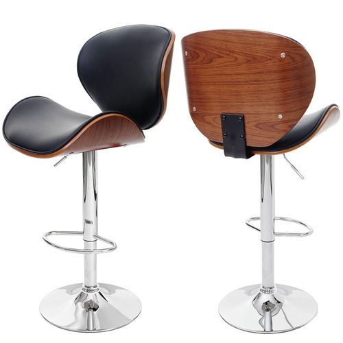 Tabouret Foxrock, Chaise De Bar, Bois Courbé Desgin Rétro   Aspect Noix, Noir