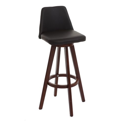Tabouret De Bar Hwc-C43, Chaise De Bar Tabouret De Comptoir, Bois Similicuir Pivotant   Marron