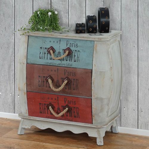 Commode Leiria Armoire Table D'appoint, Vintage, Shabby Chic, 74x70x36cm