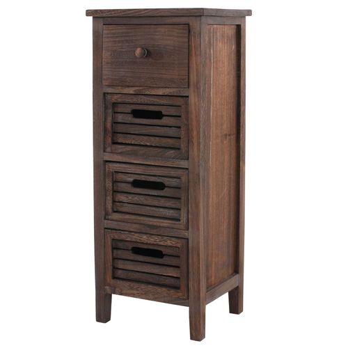 Commode / Table D'appoint / Armoire, 4 Tiroirs, 30x25x74cm, Shabby, Vintage   Marron