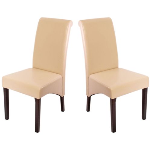 2x Chaise De Salle À Manger Chaise De Cuisine Chaise M37   Cuir, Crème, Pieds Foncés