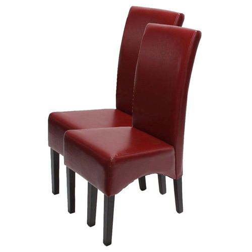 Lot De 2 Chaises Latina, Salle À Manger, Cuir Reconstitué   Rouge, Pieds Foncés