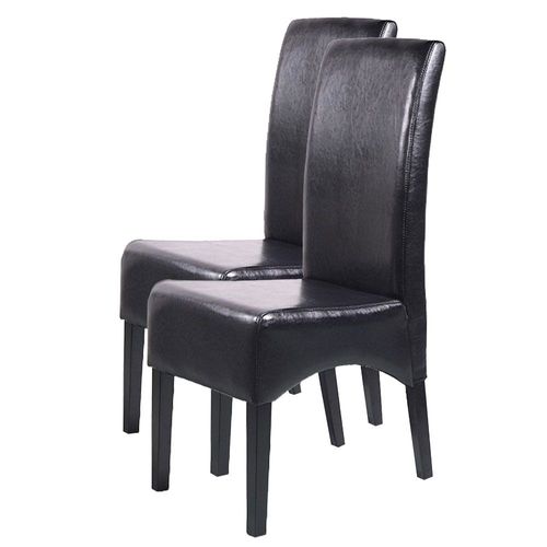 Lot De 2 Chaises Latina, Salle À Manger, Cuir Reconstitué   Noir, Pieds Foncés