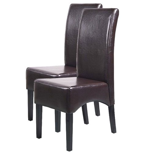 Lot De 2 Chaises Latina, Salle À Manger, Cuir Reconstitué   Marron, Pieds Foncés