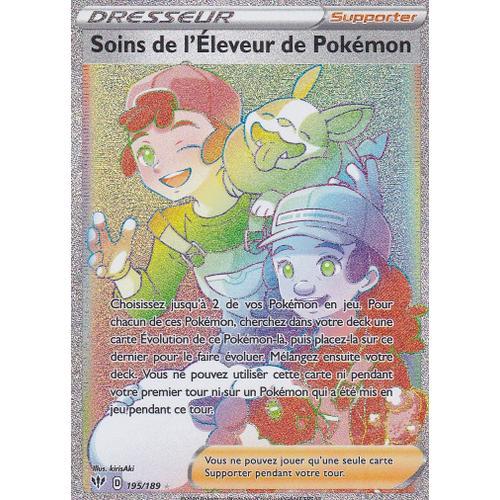 Carte Pokemon - Soins De L'éleveur De Pokemon - Secrète Rare Rainbow - 195/189 - Épée Et Bouclier 3 Ténèbres Embrasées