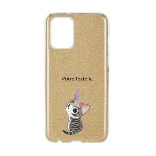 Coque Iphone 12 Mini Paillettes Dore Chat Licorne Personnalisee