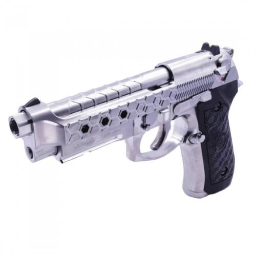 Réplique Airsoft Pistolet We M92 Hexcut Chrome Gbb Style Beretta