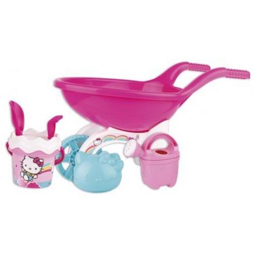 Brouette De Plage Hello Kitty + Seau Garni + Arrosoir - Jeux De Sable Plein Air Enfant - Des 10 Mois