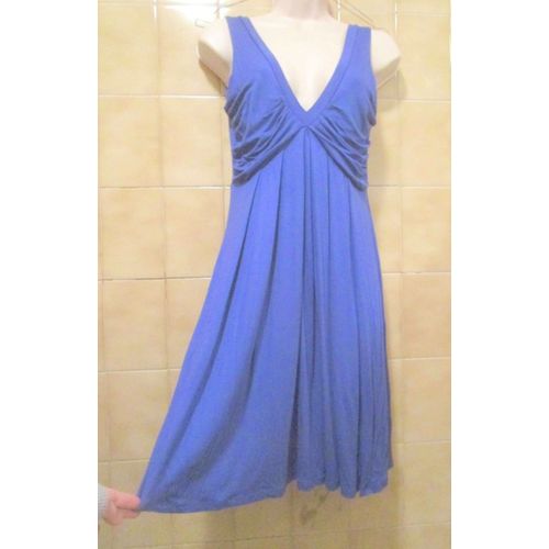 Robe Bleu Avec Magnifique Décolleté, Élégante, Bras Nus, T. 36 (95 B)